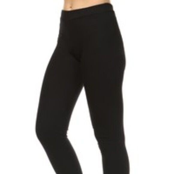 JEGGOLOGY Black S/M Raw Hem Mock Pocket Leggings Cotton Rib Knit Jeggings - Picture 1 of 12